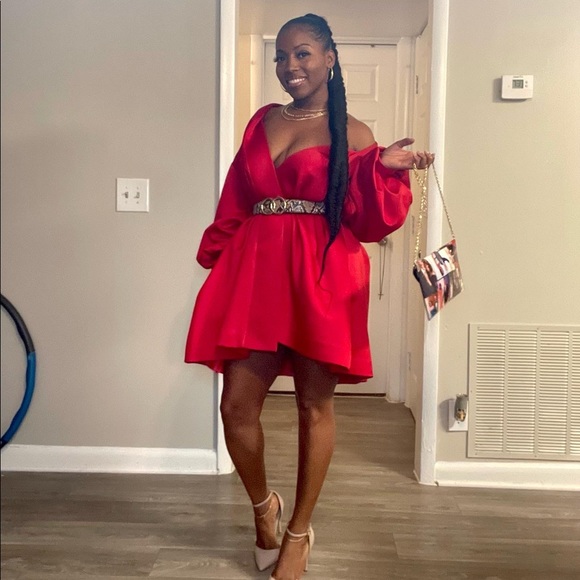 Stunning Red midi asymmetrical kimono style cape jacket wrap dress - Picture 4 of 7